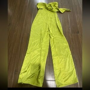Zara Satin Lime Strapless Jumpsuit